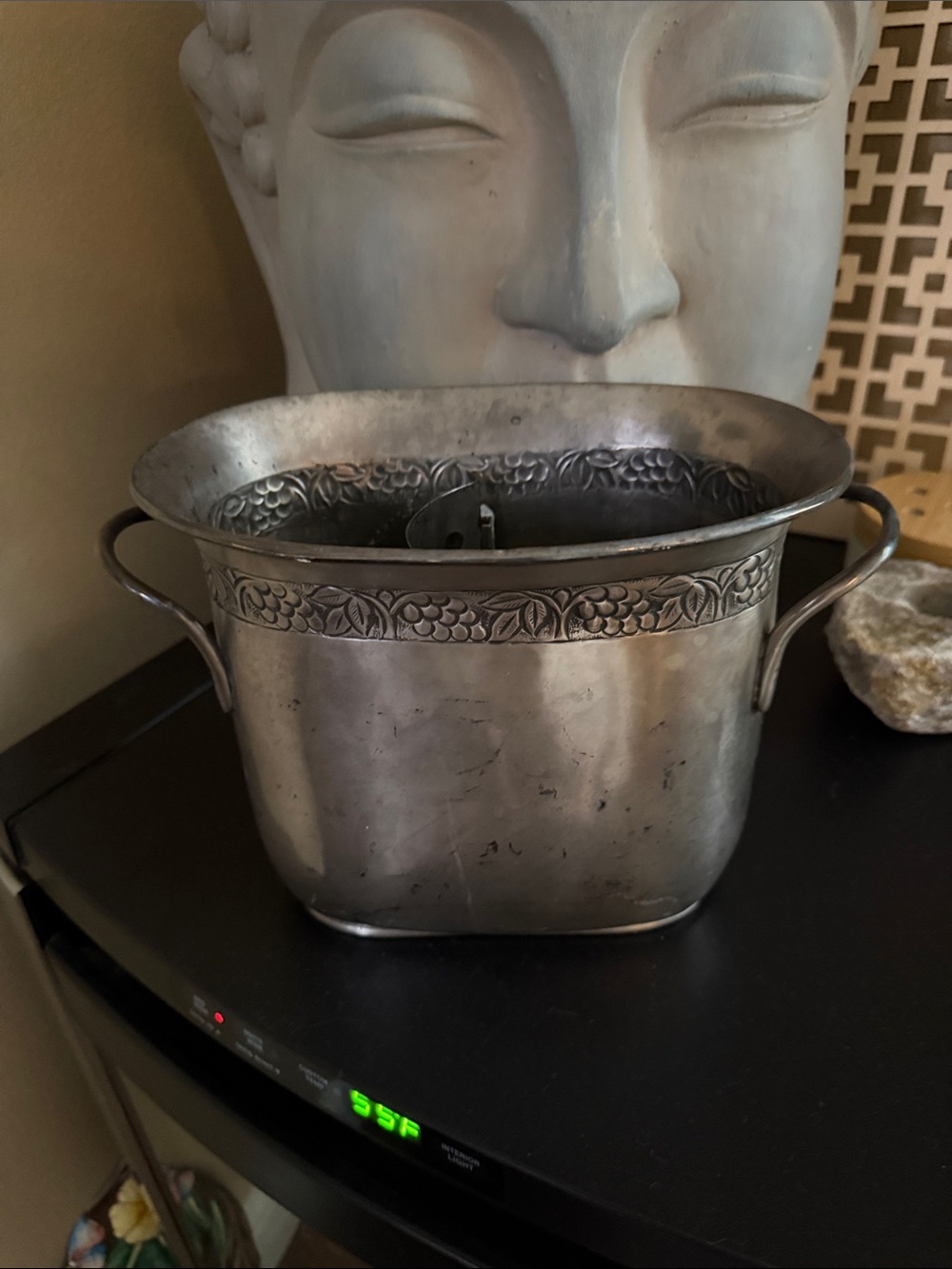 Pottery Barn Silver Pewter-Style Decorative Wine Bottle Bucket